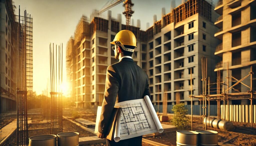 a builder in construction site
